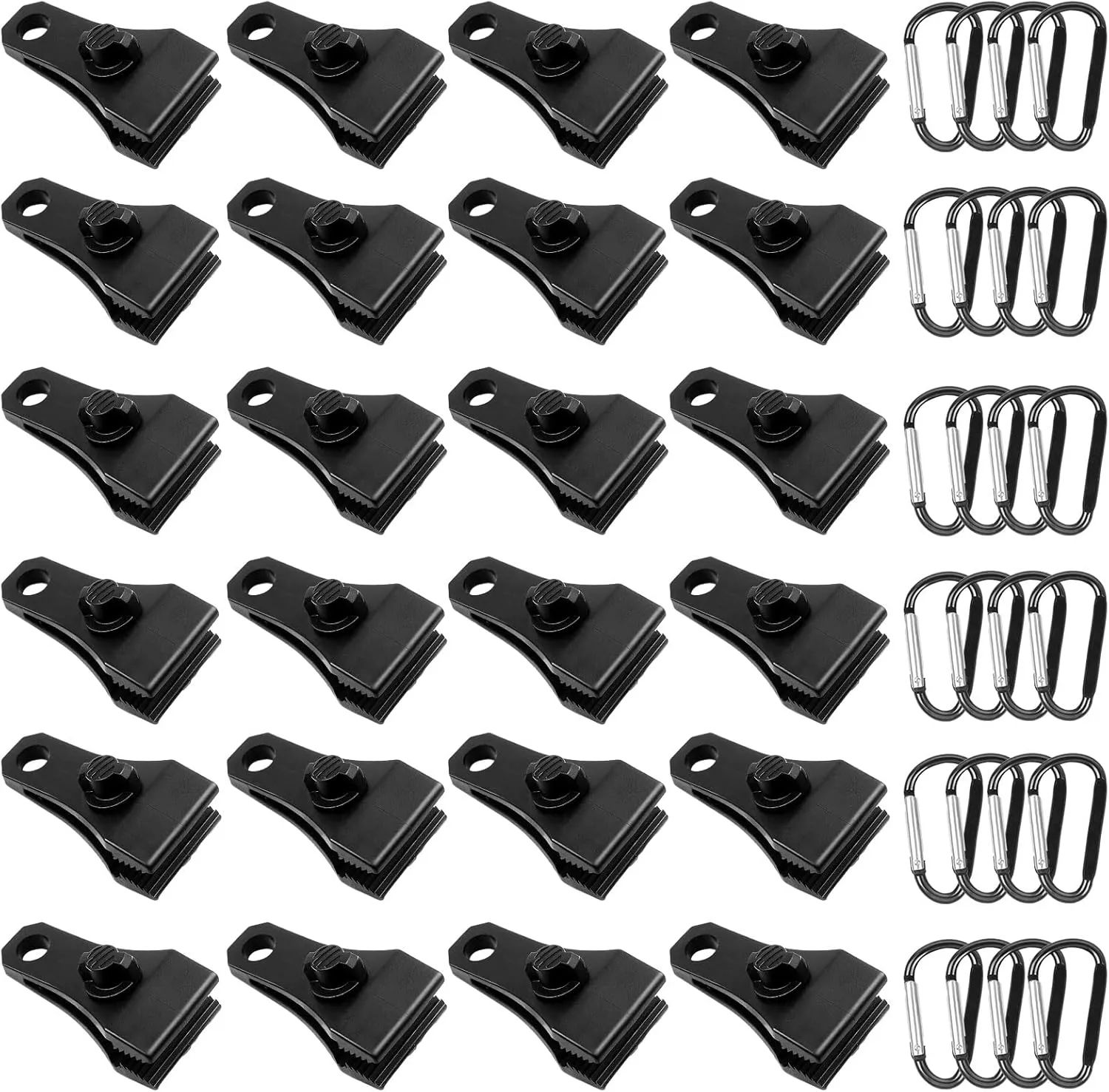 Upgrade Large Tarp Clips Heavy Duty Lock Grip -Total 48 PCs Tarp Clamps Thumb Screw Tent Fasteners Clips with Carabiner for Camping Awnings Caravan Canopies Car Truck Pool Boat Cover Clips