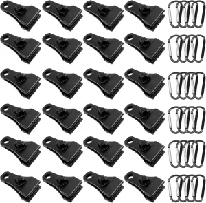 Upgrade Large Tarp Clips Heavy Duty Lock Grip -Total 48 PCs Tarp Clamps Thumb Screw Tent Fasteners Clips with Carabiner for Camping Awnings Caravan Canopies Car Truck Pool Boat Cover Clips