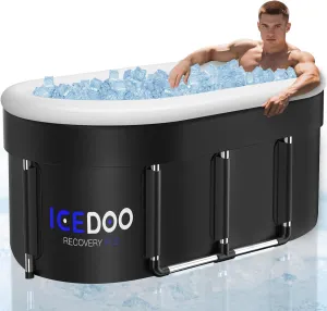 Upgraded 175-Gal Oval Ice Bath Tub with Air Ring, Portable Multi-Layered Cold Plunge Tub - Foldable & Inflatable, with Lid, for Athletes & Adults,Ideal for Home, Gym & Outdoor Use