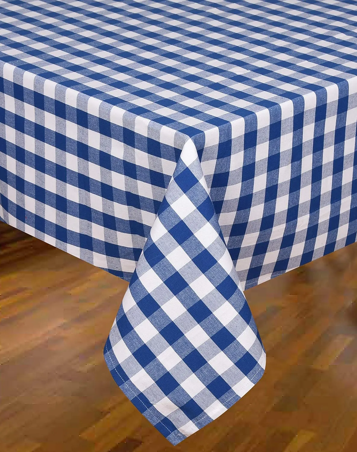 Urban Villa Tablecloth Buffalo Check Table Cloth Tabletop Cover Kitchen Dining Tablecloth 100% Cotton Great Parties Wedding Holiday Dinner Blue/White Rectangle 60X102 Inches 8-10 Seats Table Cloth