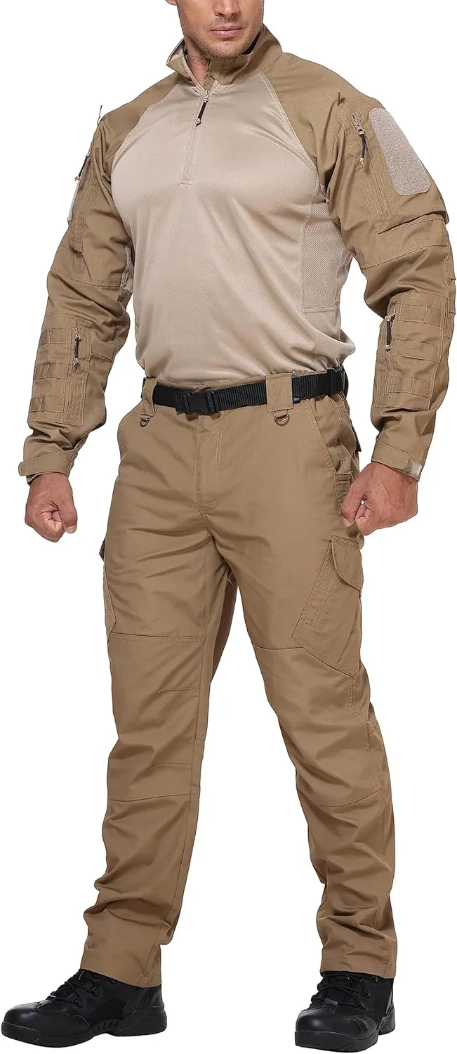 URBEST Men's Ripstop Tactical Pants, Water Resistant Cargo Pants, Outdoor Lightweight Hiking Work Pants