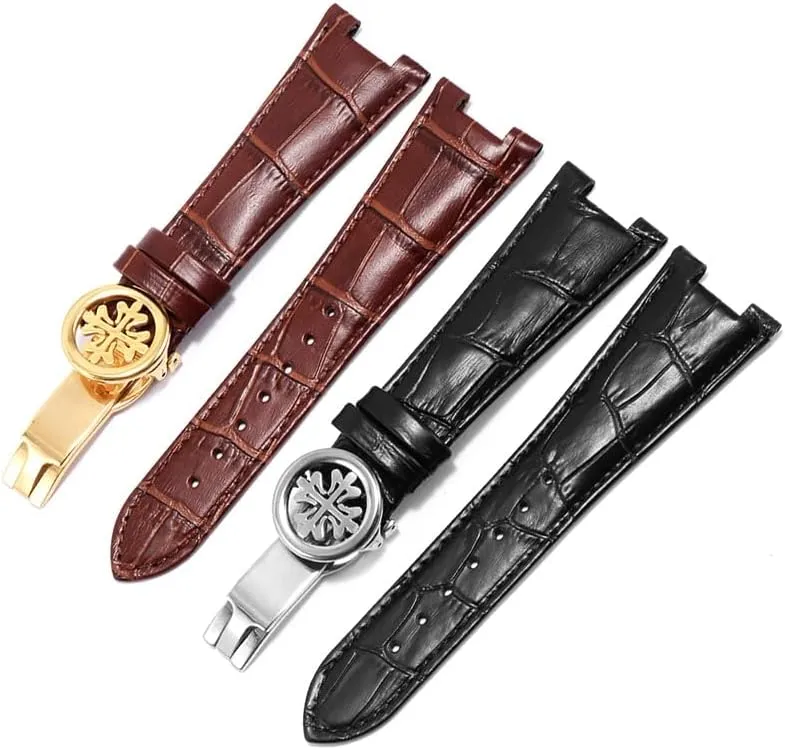 VELORE Genuine Leather Watch Strap For Patek Philippe 5711 5712G Waterproof Sweat-Proof Concave Folding Buckle Watchband 25mm Wristband