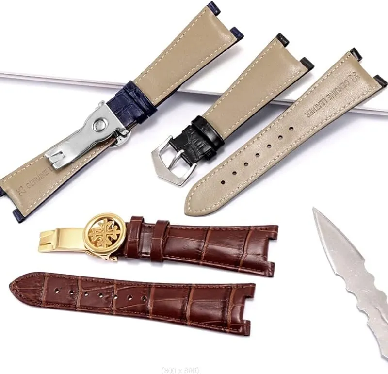 VELORE Genuine Leather Watch Strap For Patek Philippe 5711 5712G Waterproof Sweat-Proof Concave Folding Buckle Watchband 25mm Wristband