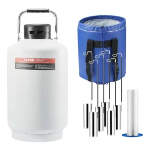 VEVOR Liquid Nitrogen Tank, 10 L Aluminum Alloy Liquid Nitrogen Container, LN2 Tank Dewar with 6 Canisters and Carry Bag with Straps, Cryogenic Tank for Beauty Industry, Semen Preservation, Scientific