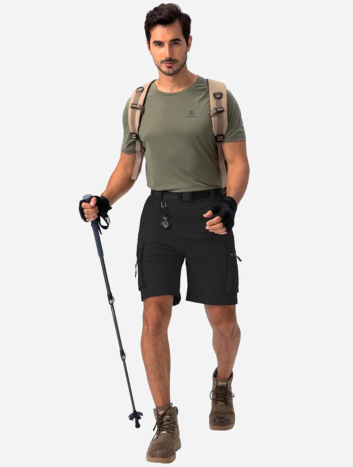 Viodia Men's Hiking Cargo Shorts Stretch Tactical Shorts for Men with 8 Pockets Quick Dry Lightweight Shorts for Work Fishing