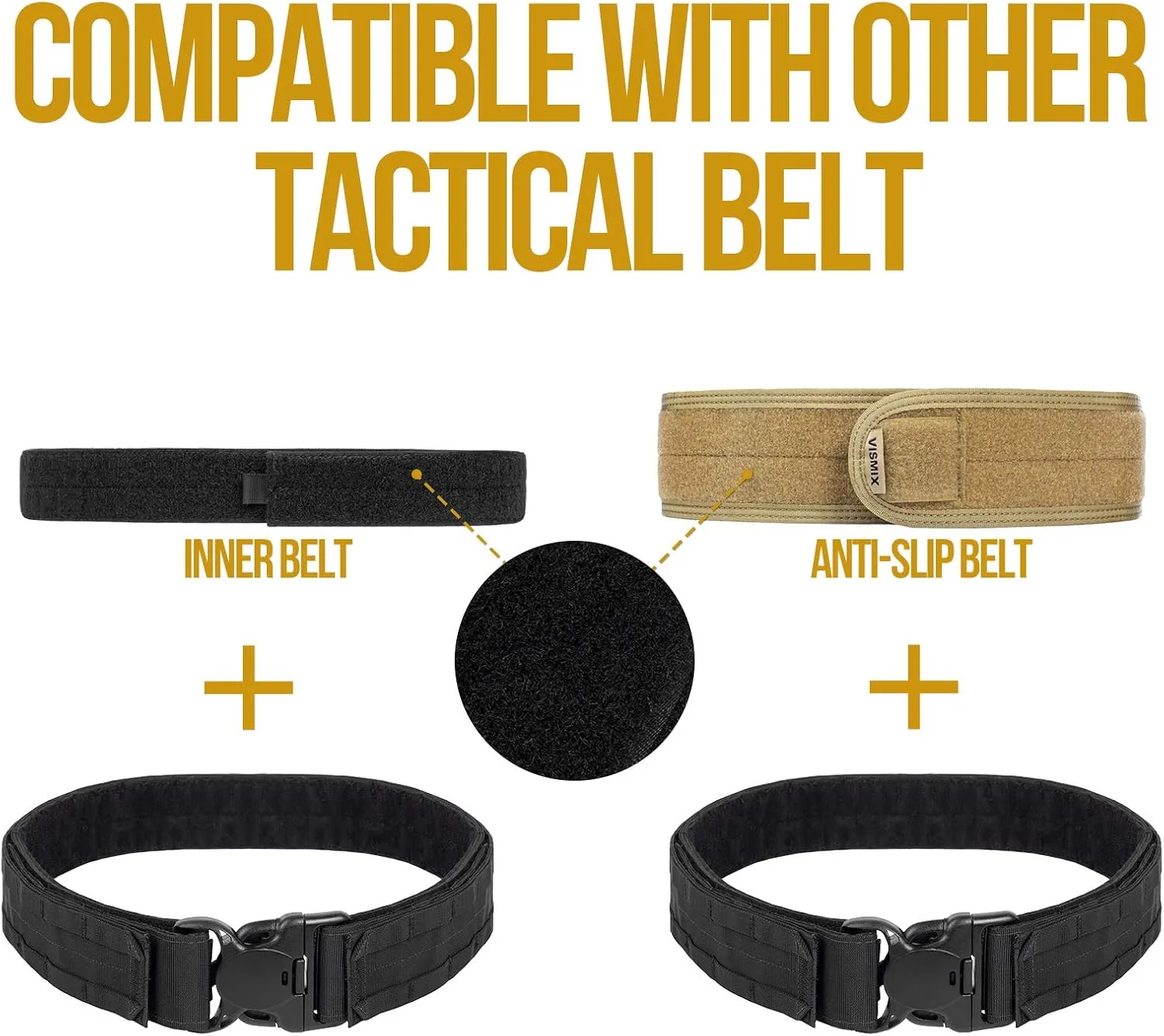 VISMIX Tactical Belt, Quick Release 1.75" MOLLE Battle Belt with Inner Belt and Anti-Slip Pad- Heavy Duty Battle Belts