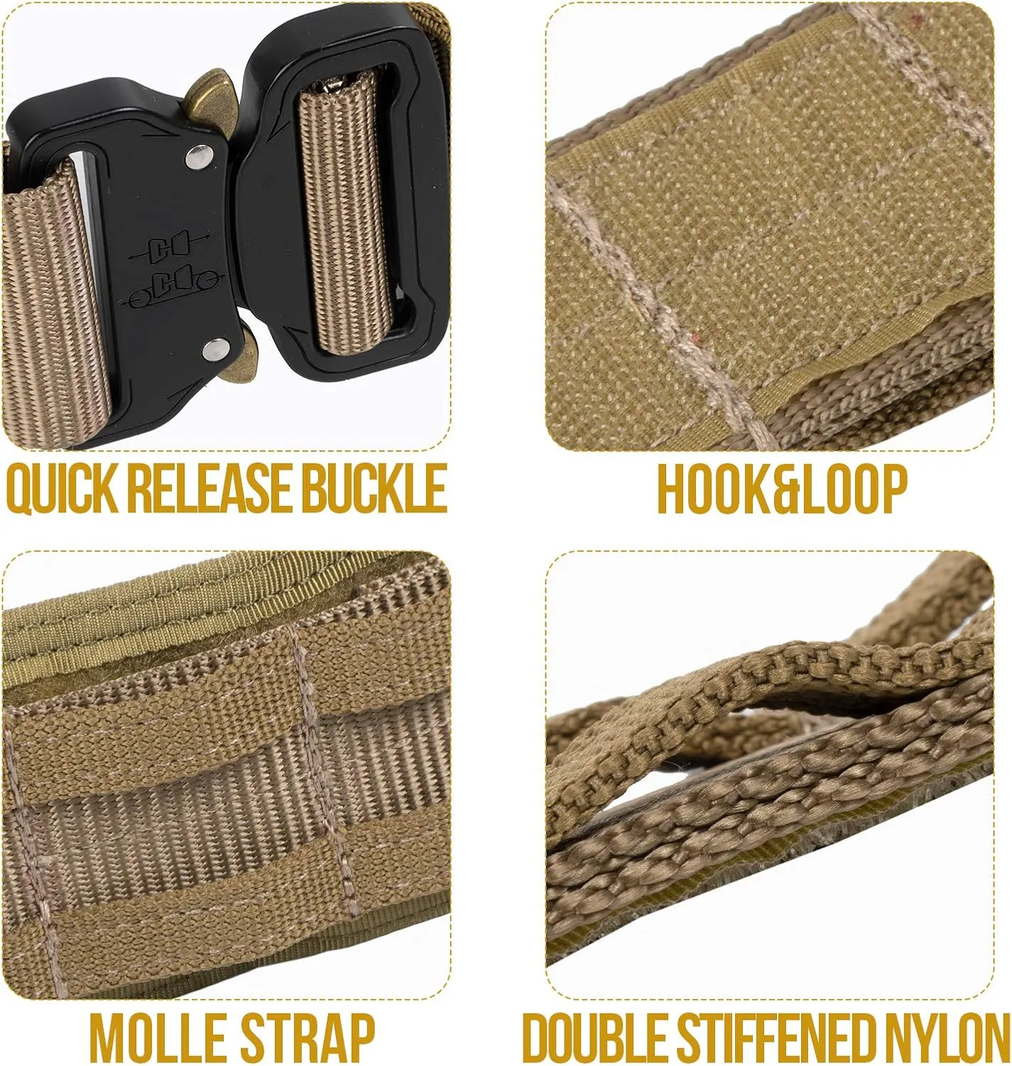 VISMIX Tactical Belt, Quick Release 1.75" MOLLE Battle Belt with Inner Belt and Anti-Slip Pad- Heavy Duty Battle Belts