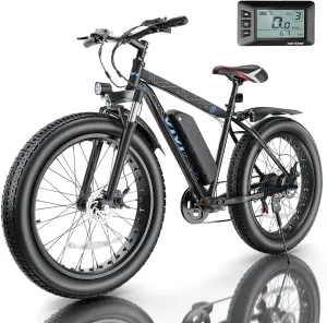 Vivi Electric Bike 26" x 4.0 Fat Tire Electric Bicycle, Peak 1000W Electric Mountain Bike, 25MPH Ebikes for Adults with 48V 13AH Removable Lithium-Ion Battery, Up to 60 Miles,UL 2849 Certified