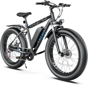 Vivi Electric Bike 26" x 4.0 Fat Tire Electric Bicycle, Peak 1000W Electric Mountain Bike, 25MPH Ebikes for Adults with 48V 13AH Removable Lithium-Ion Battery, Up to 60 Miles,UL 2849 Certified