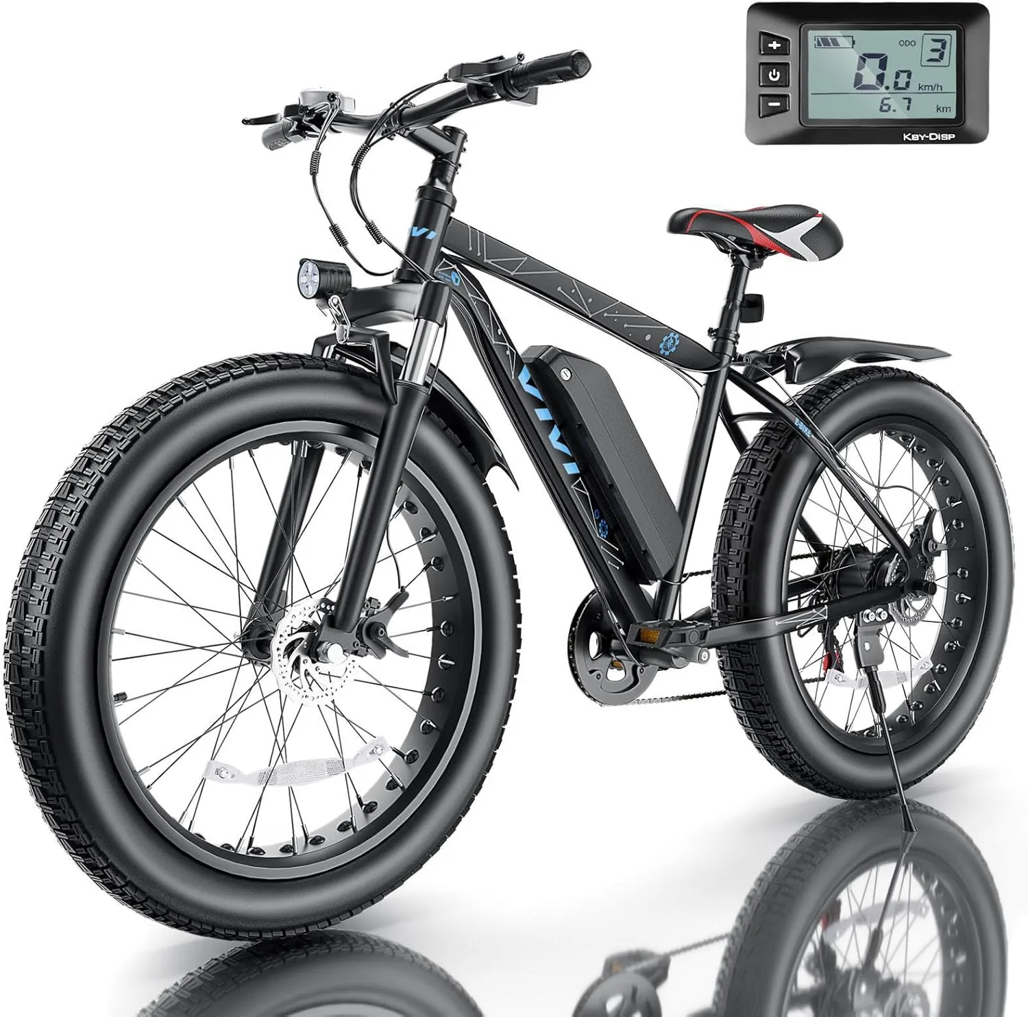 Vivi Electric Bike 26" x 4.0 Fat Tire Electric Bicycle, Peak 1000W Electric Mountain Bike, 25MPH Ebikes for Adults with 48V 13AH Removable Lithium-Ion Battery, Up to 60 Miles,UL 2849 Certified