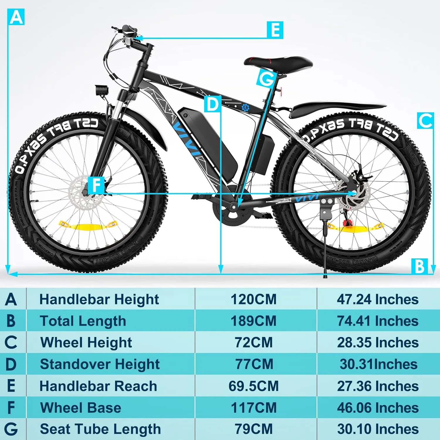 Vivi Electric Bike 26" x 4.0 Fat Tire Electric Bicycle, Peak 1000W Electric Mountain Bike, 25MPH Ebikes for Adults with 48V 13AH Removable Lithium-Ion Battery, Up to 60 Miles,UL 2849 Certified