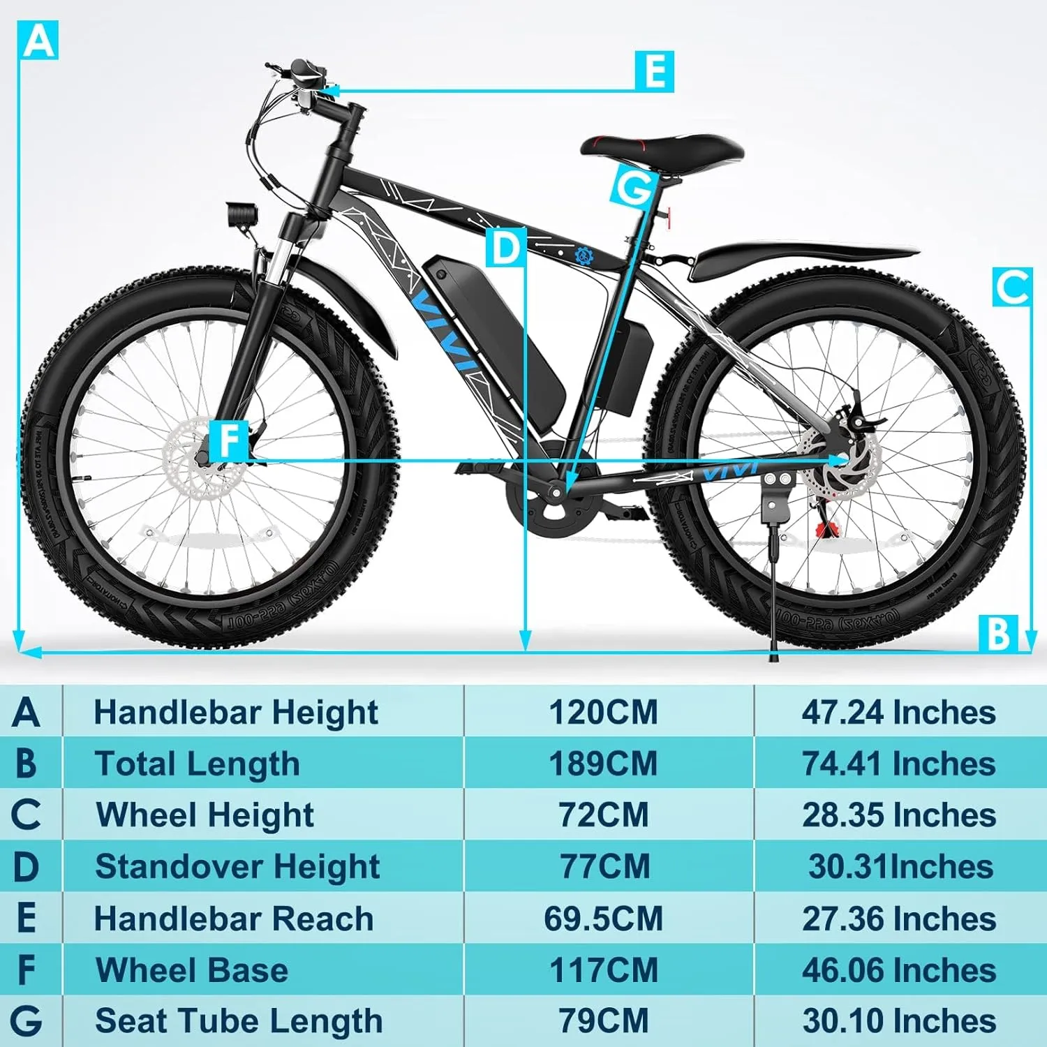 Vivi Electric Bike 26" x 4.0 Fat Tire Electric Bicycle, Peak 1000W Electric Mountain Bike, 25MPH Ebikes for Adults with 48V 13AH Removable Lithium-Ion Battery, Up to 60 Miles,UL 2849 Certified