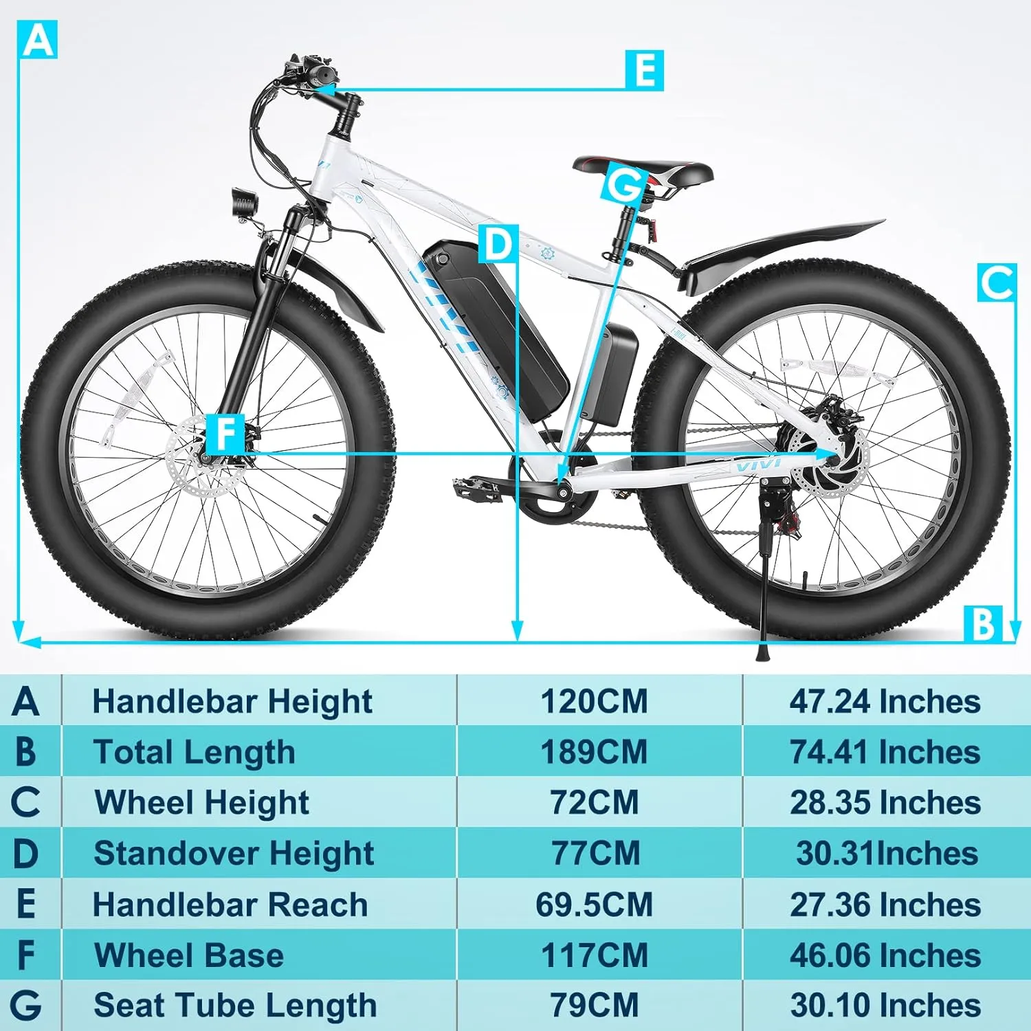 Vivi Electric Bike 26" x 4.0 Fat Tire Electric Bicycle, Peak 1000W Electric Mountain Bike, 25MPH Ebikes for Adults with 48V 13AH Removable Lithium-Ion Battery, Up to 60 Miles,UL 2849 Certified