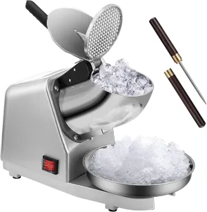 VIVOHOME Electric Ice Crusher Shaver 4 Blades Snow Cone Maker Machine Silver 210lbs/hr with Ice Pick for Home and Commercial Use