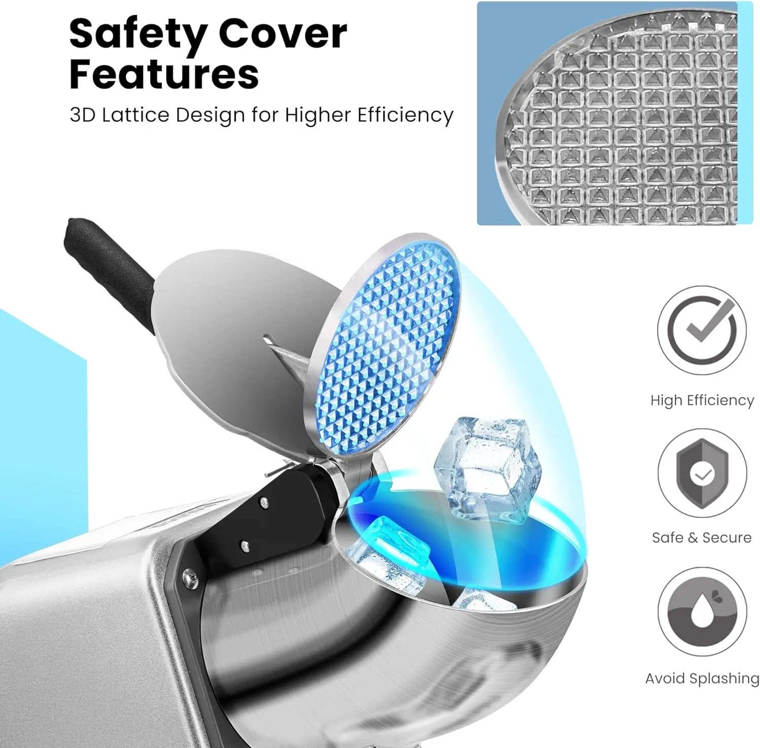 VIVOHOME Electric Ice Crusher Shaver 4 Blades Snow Cone Maker Machine Silver 210lbs/hr with Ice Pick for Home and Commercial Use
