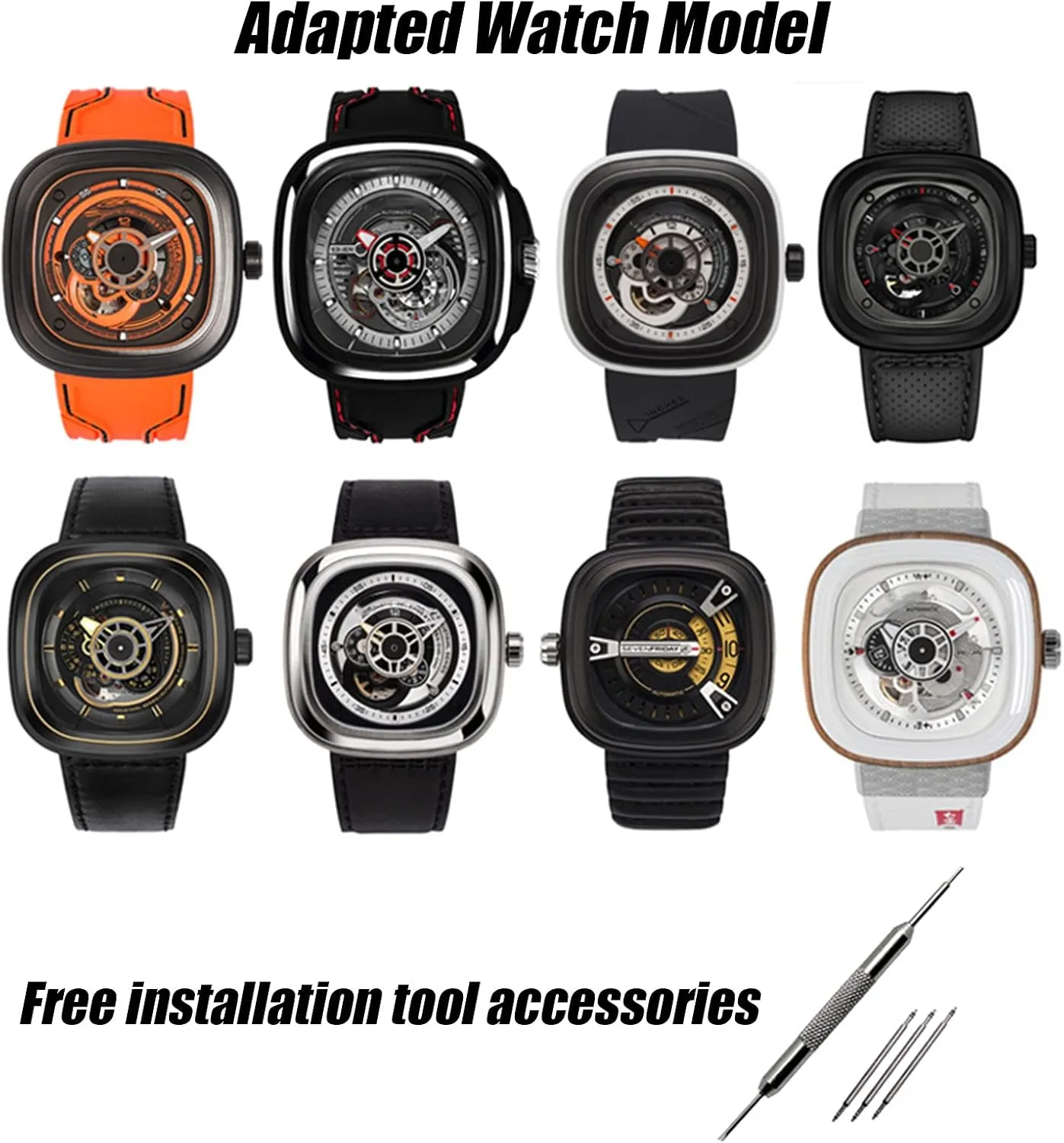 Watch Band for Sevenfriday Watch Strap 28mm, Waterproof Rubber Silicone Buckle Belt Replacement for Seven Friday Watches men Wristwatch