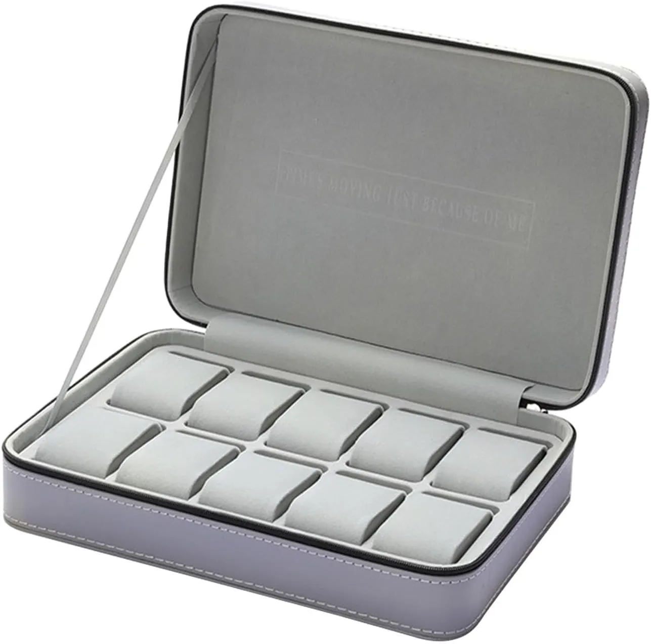 Watch Box Organizer Watch Organizer Premium PU Leather Zipper Watch Box Jewelry Display Case for Table Dresser Men Women, 10 Location