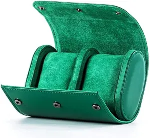 Watch Roll for Travel, Watch Storage Organizer and Display, Travel Case Watch Roll for Men and Women (2 Watch Roll, Green)
