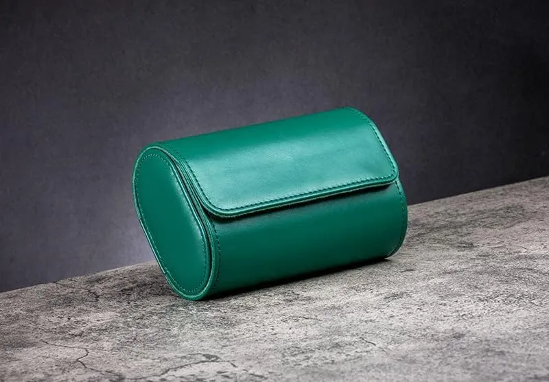Watch Roll for Travel, Watch Storage Organizer and Display, Travel Case Watch Roll for Men and Women (2 Watch Roll, Green)