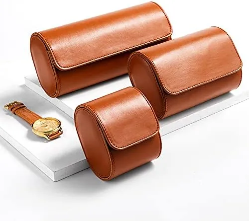 Watch Roll for Travel, Watch Storage Organizer and Display, Travel Case Watch Roll for Men and Women (3 Watch Roll, Navy)