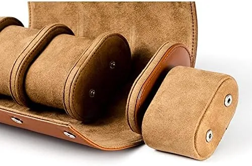 Watch Roll for Travel, Watch Storage Organizer and Display, Travel Case Watch Roll for Men and Women (3 Watch Roll, Navy)