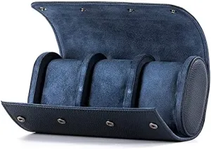 Watch Roll for Travel, Watch Storage Organizer and Display, Travel Case Watch Roll for Men and Women (3 Watch Roll, Navy)