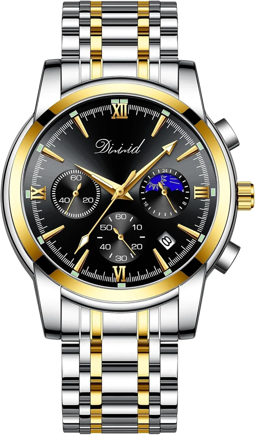 Watches for Men, Business Dress Mens Watches Chronograph Analog Quartz Stainless Steel Waterproof Luminous Date Luxury Casual Wrist Watch