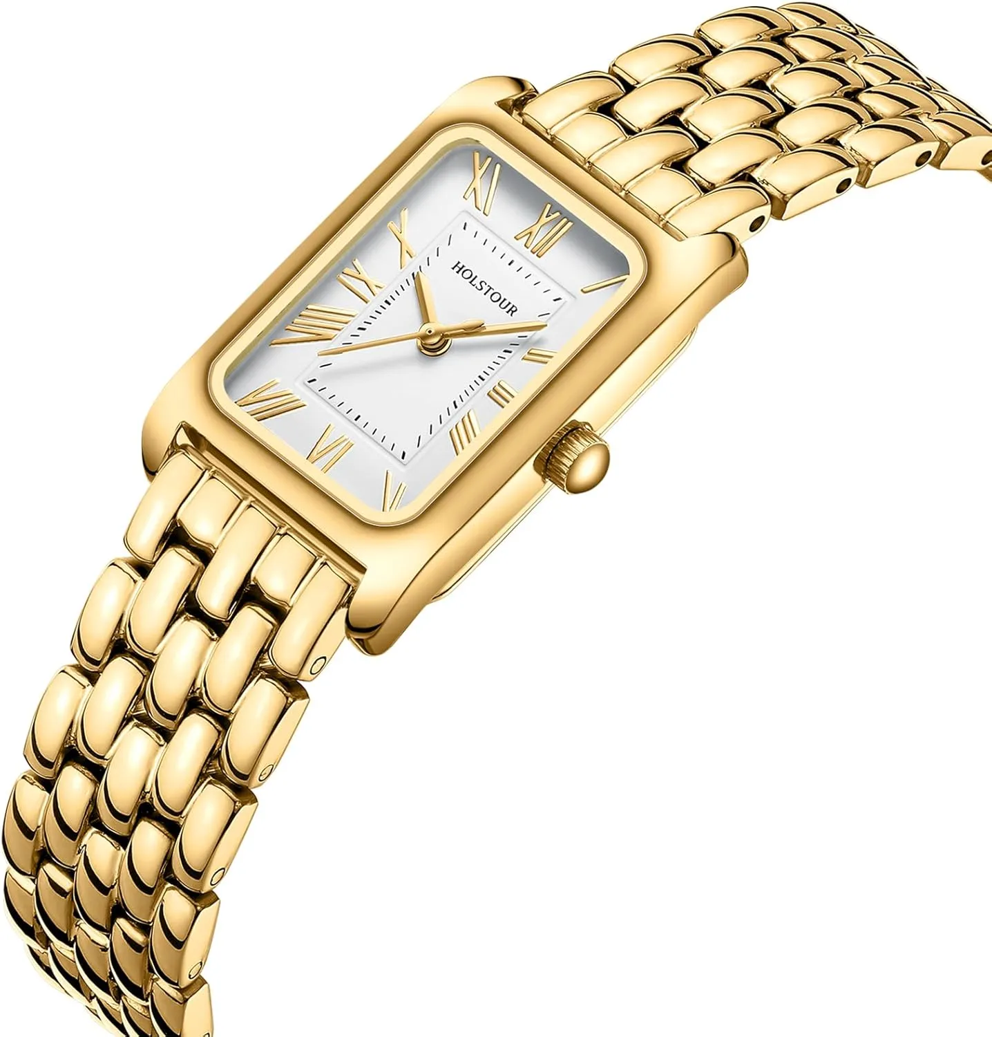 Watches for Women Vintage Bracelet Roman Dial Rectangular Case Gold Watch Waterproof with Tools