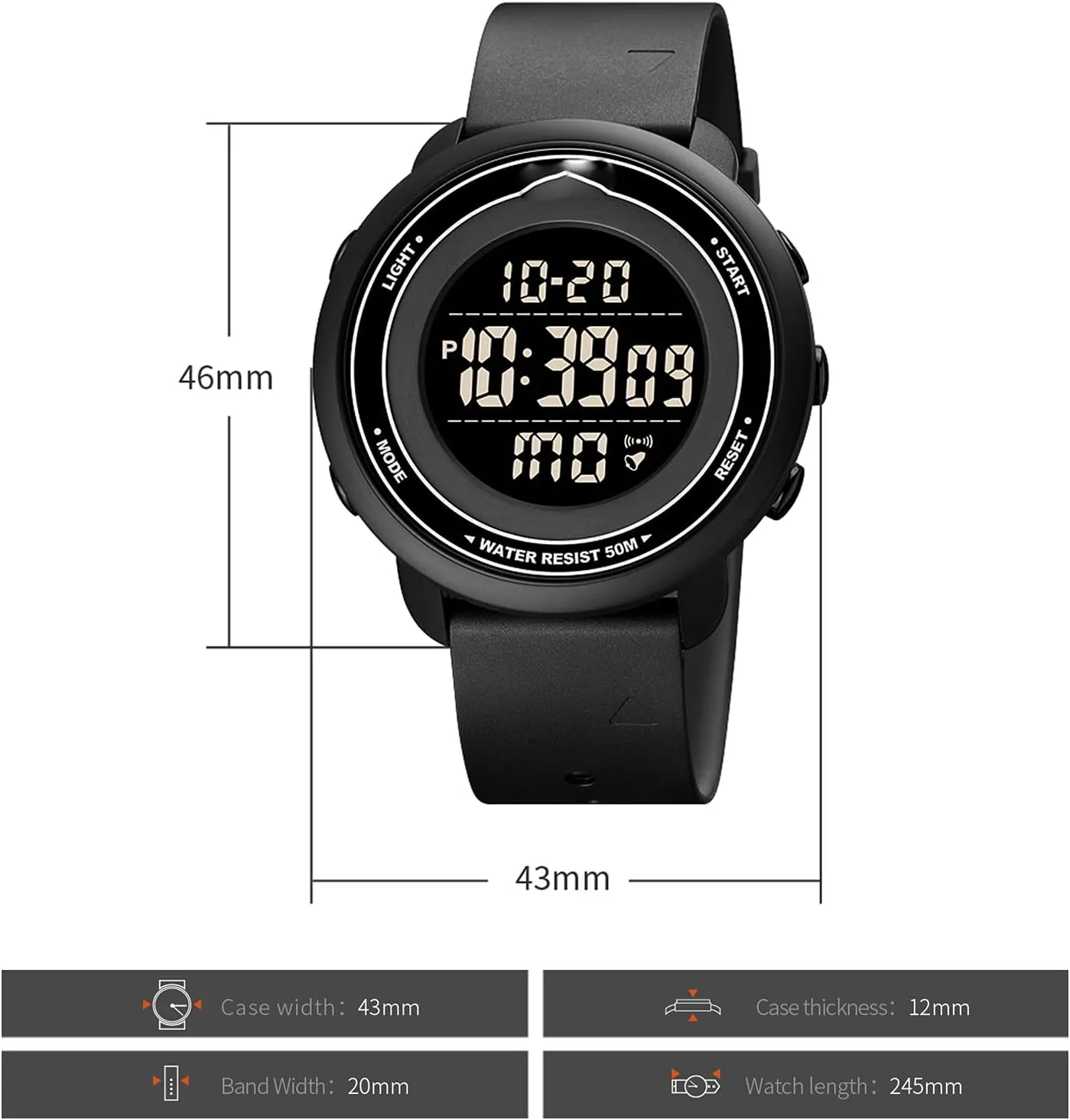 Waterproof Luminous Sports Chronograph, Outdoor Sports Men's Watch,Stylish Simple Big Dial,for Mens Teenager