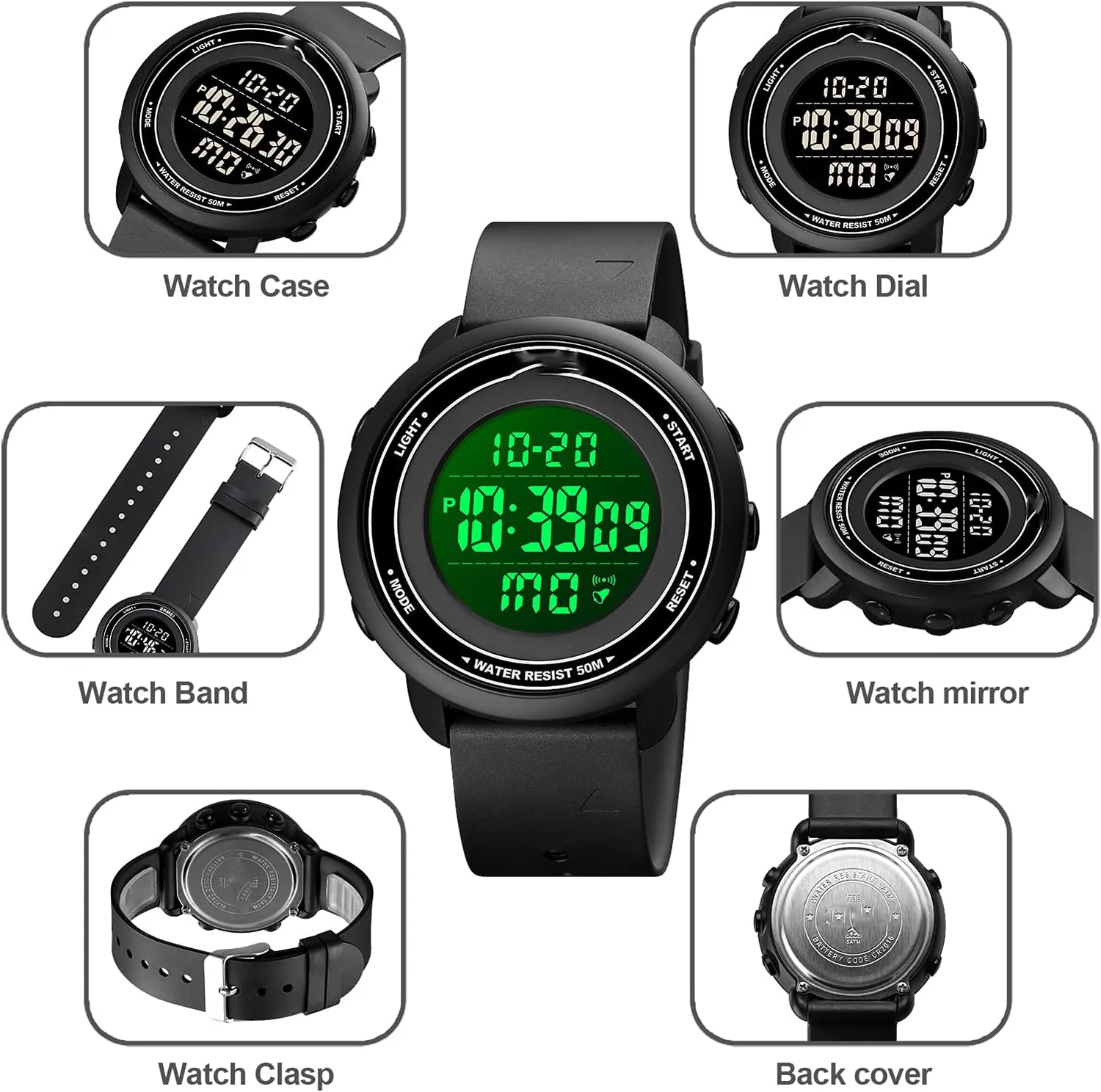 Waterproof Luminous Sports Chronograph, Outdoor Sports Men's Watch,Stylish Simple Big Dial,for Mens Teenager