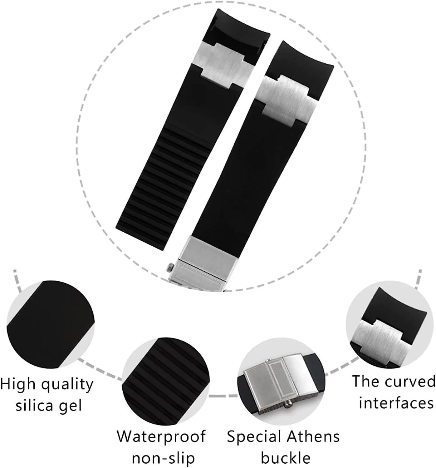 Waterproof Watch Band For Ulysse Nardin Rubber Watch strap Wrist Bracelets Replacement Watch Accessories
