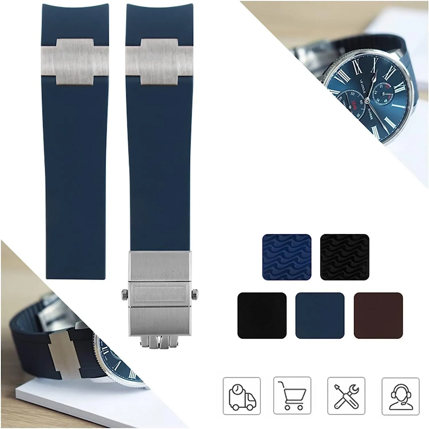 Waterproof Watch Band For Ulysse Nardin Rubber Watch strap Wrist Bracelets Replacement Watch Accessories