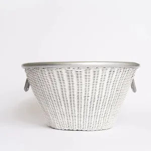 White Wicker Ice Bucket with Aluminum Liner