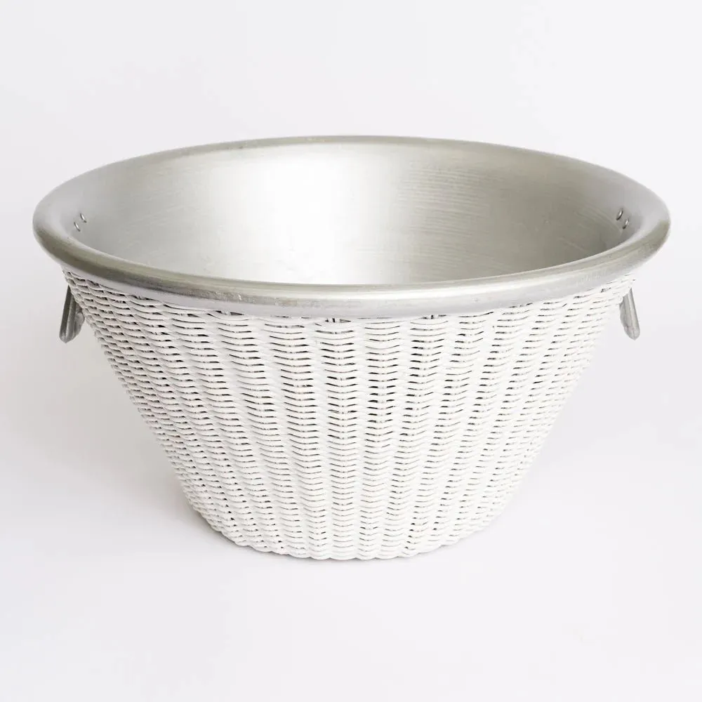 White Wicker Ice Bucket with Aluminum Liner