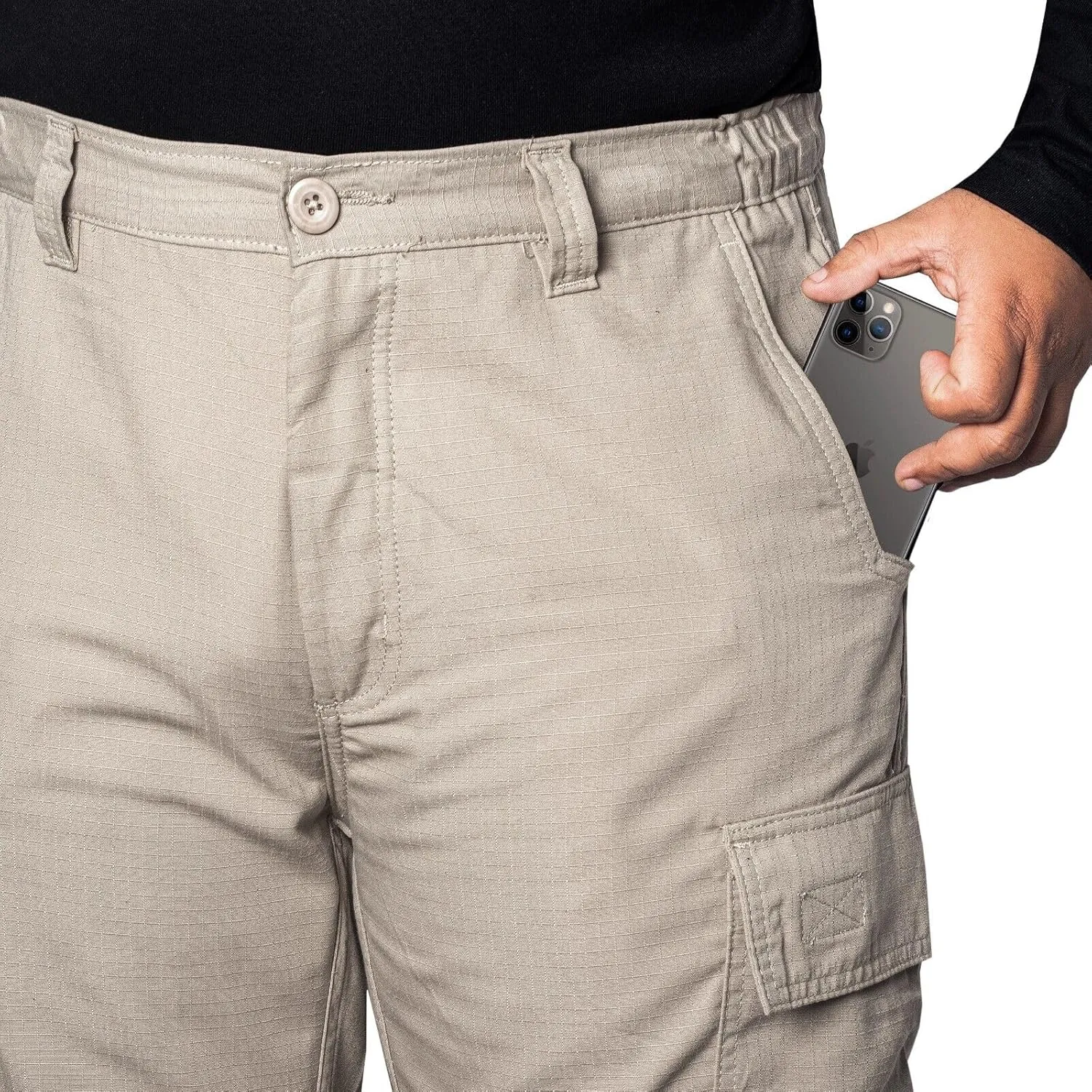 WICKED STOCK Ripstop Mens Cargo Pants - Durable Tactical Pants Stretch Waistband Multiple Pockets-Military Pants Outdoor Work