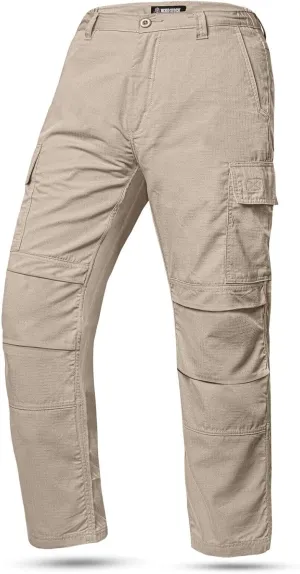 WICKED STOCK Ripstop Mens Cargo Pants - Durable Tactical Pants Stretch Waistband Multiple Pockets-Military Pants Outdoor Work