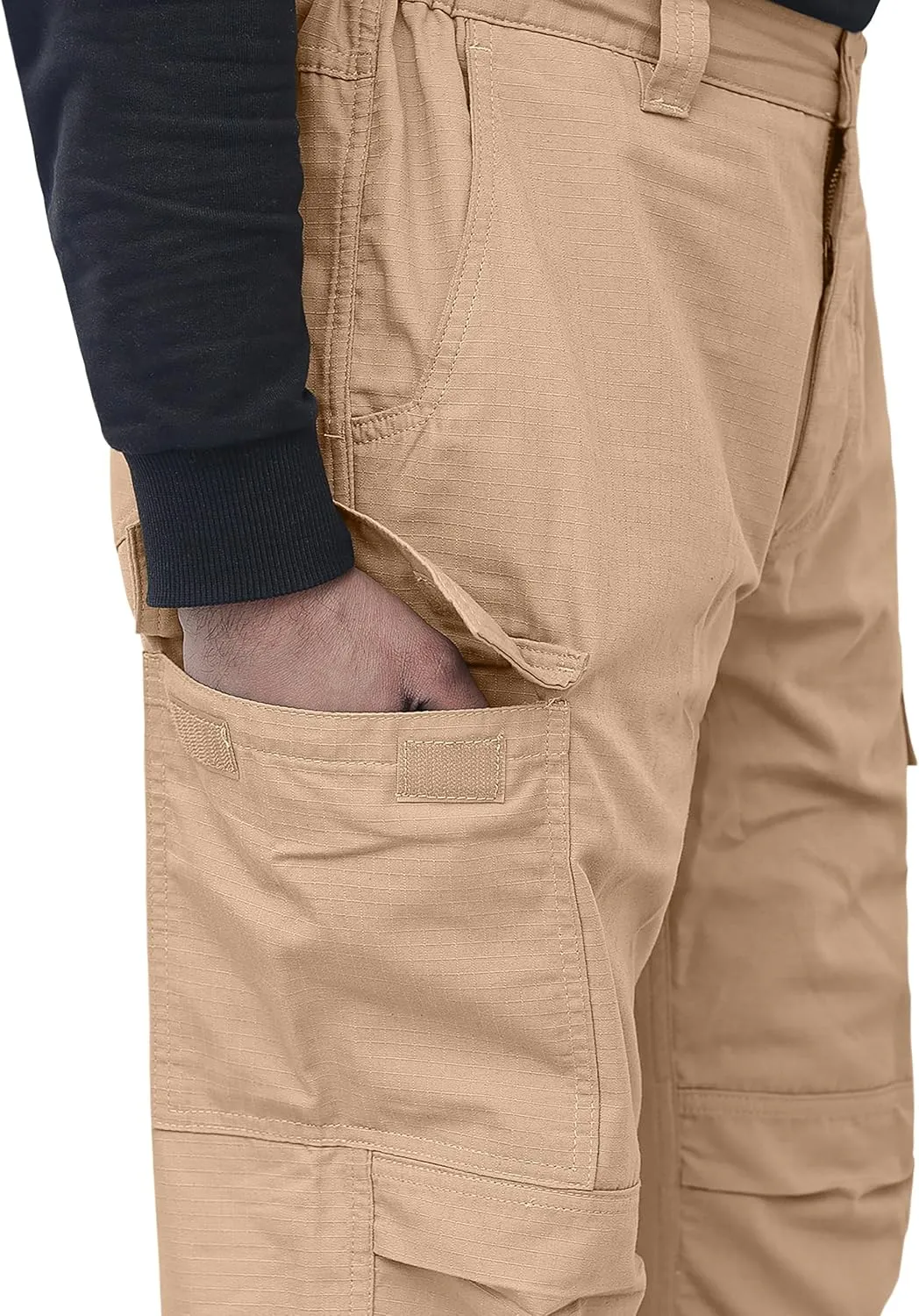 WICKED STOCK Ripstop Mens Cargo Pants - Durable Tactical Pants Stretch Waistband Multiple Pockets-Military Pants Outdoor Work