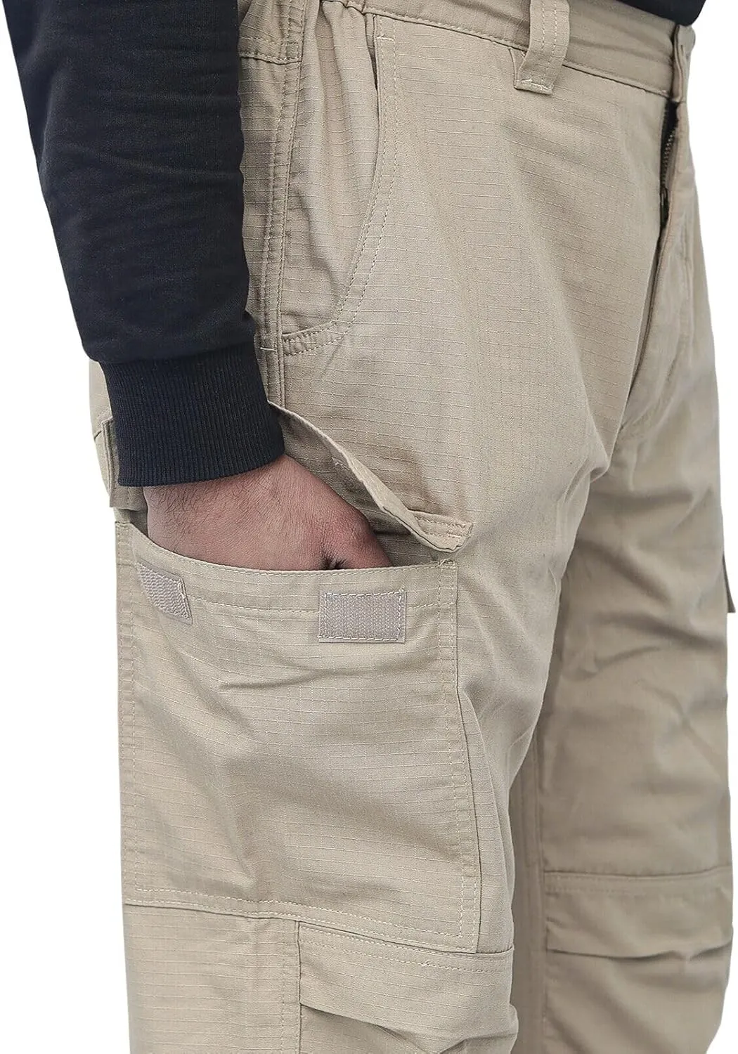 WICKED STOCK Ripstop Mens Cargo Pants - Durable Tactical Pants Stretch Waistband Multiple Pockets-Military Pants Outdoor Work