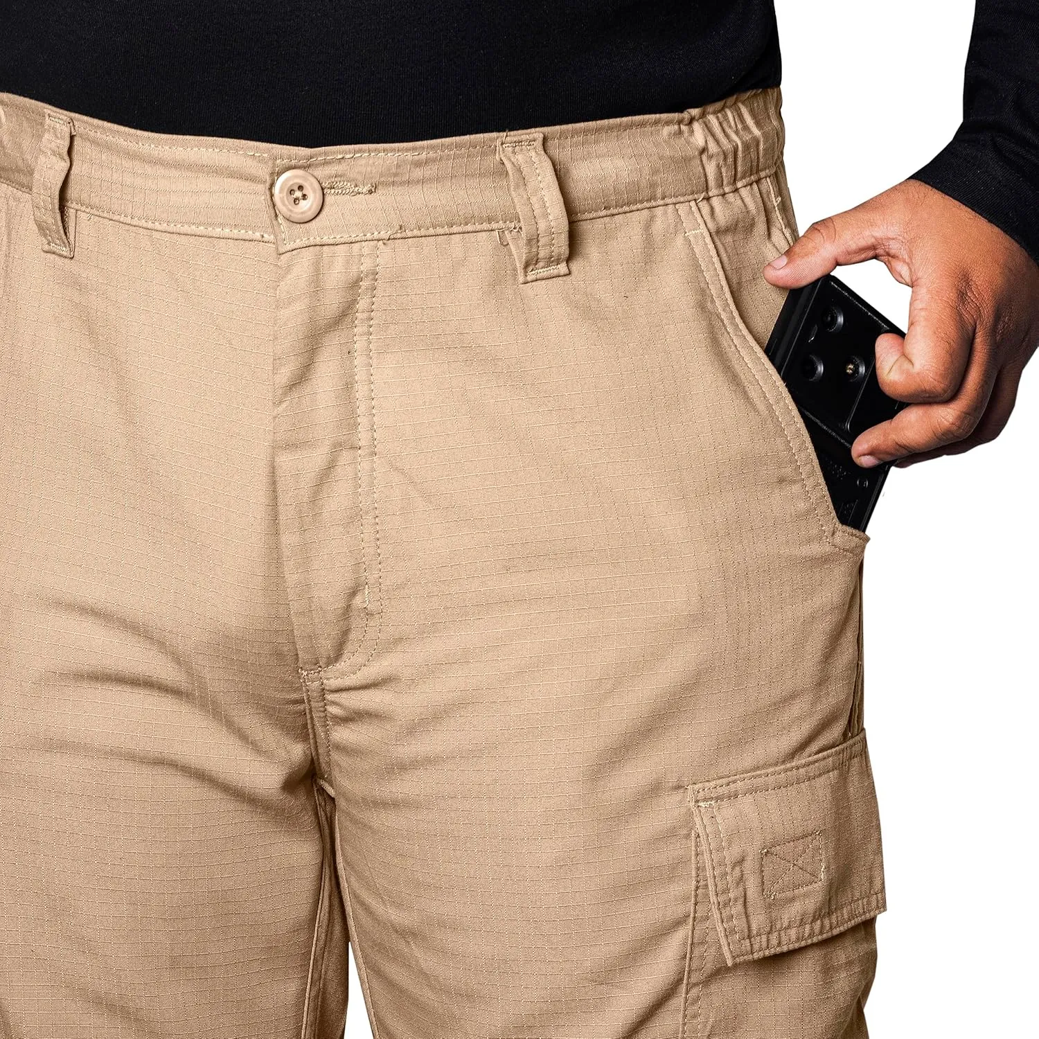 WICKED STOCK Ripstop Mens Cargo Pants - Durable Tactical Pants Stretch Waistband Multiple Pockets-Military Pants Outdoor Work