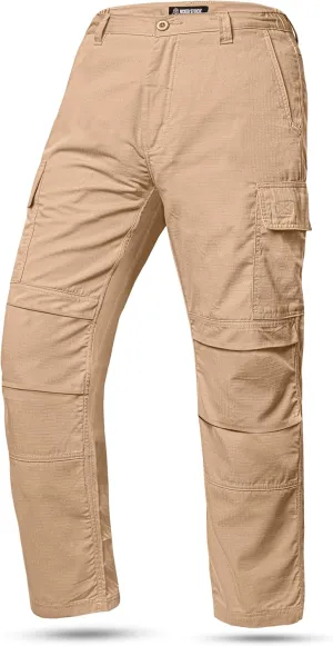 WICKED STOCK Ripstop Mens Cargo Pants - Durable Tactical Pants Stretch Waistband Multiple Pockets-Military Pants Outdoor Work