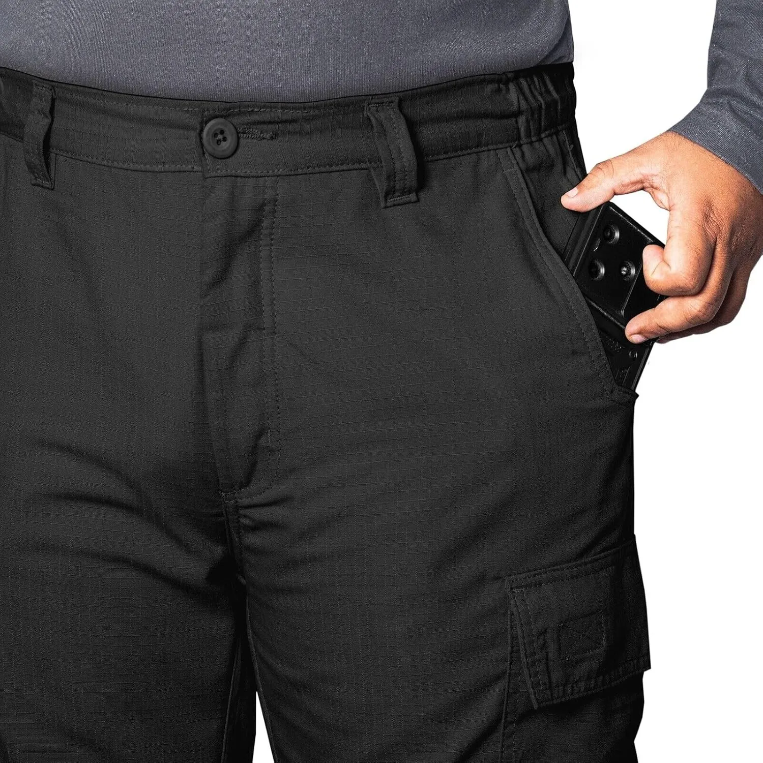 WICKED STOCK Ripstop Mens Cargo Pants - Durable Tactical Pants Stretch Waistband Multiple Pockets-Military Pants Outdoor Work
