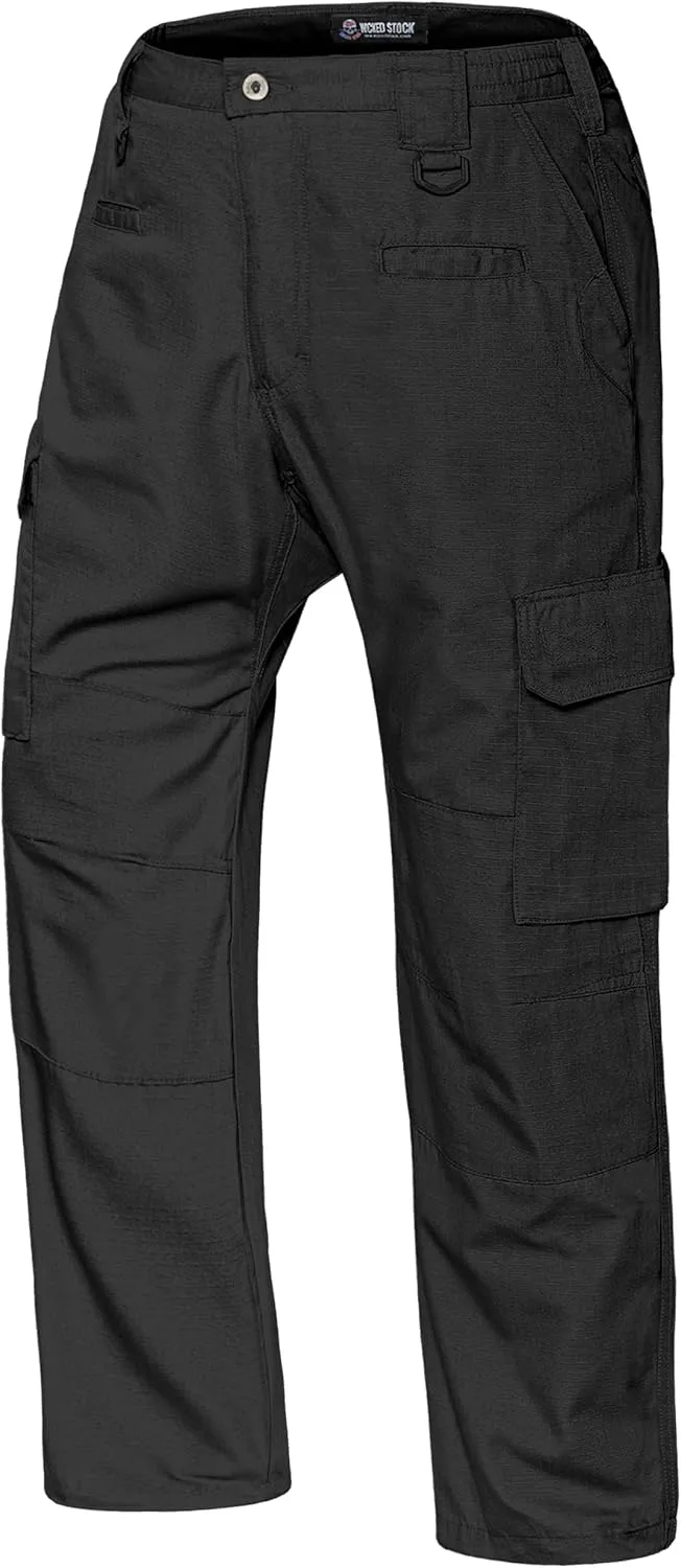 WICKED STOCK Ripstop Men's Operator Cargo Tactical Pants, Elastic Waist, Water Resistant Cargo Pants, Durable, Work Pants Men