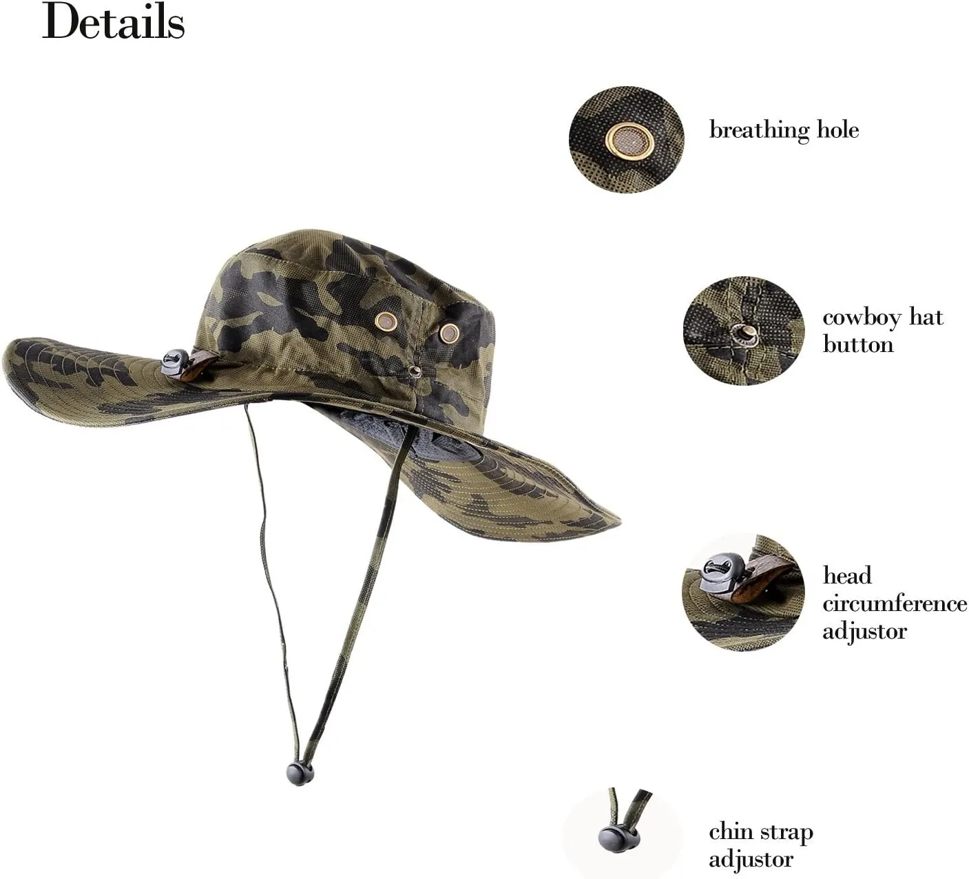 Wide Brim Military Camouflage Hat Summer Fishing Hunting Camping Hiking Cap Outdoor Sun Hat Boonie Hat