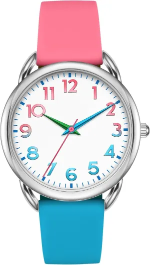 Women Watch Big Face Easy to Read Silicone Strap Watch Waterproof Watch