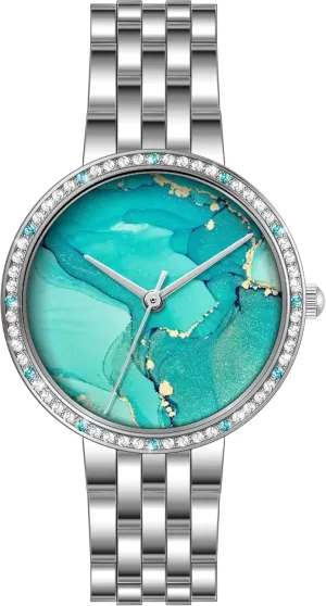 Women Watch Metal Bracelet Watch Easy to Read Waterproof Watch