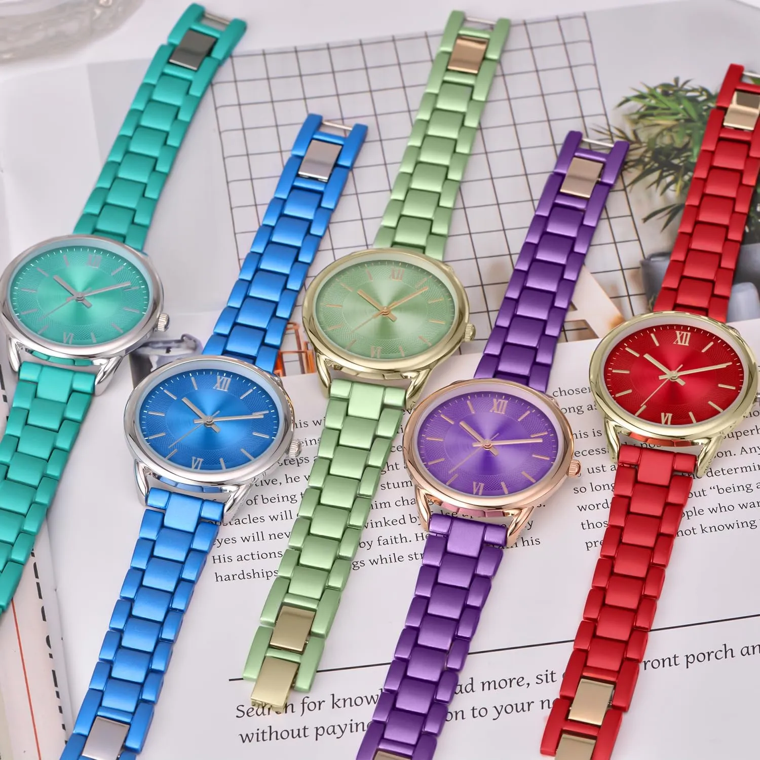 Women Watch Metal Bracelet Watch Roman Number Easy to Read Watch Waterproof Watch