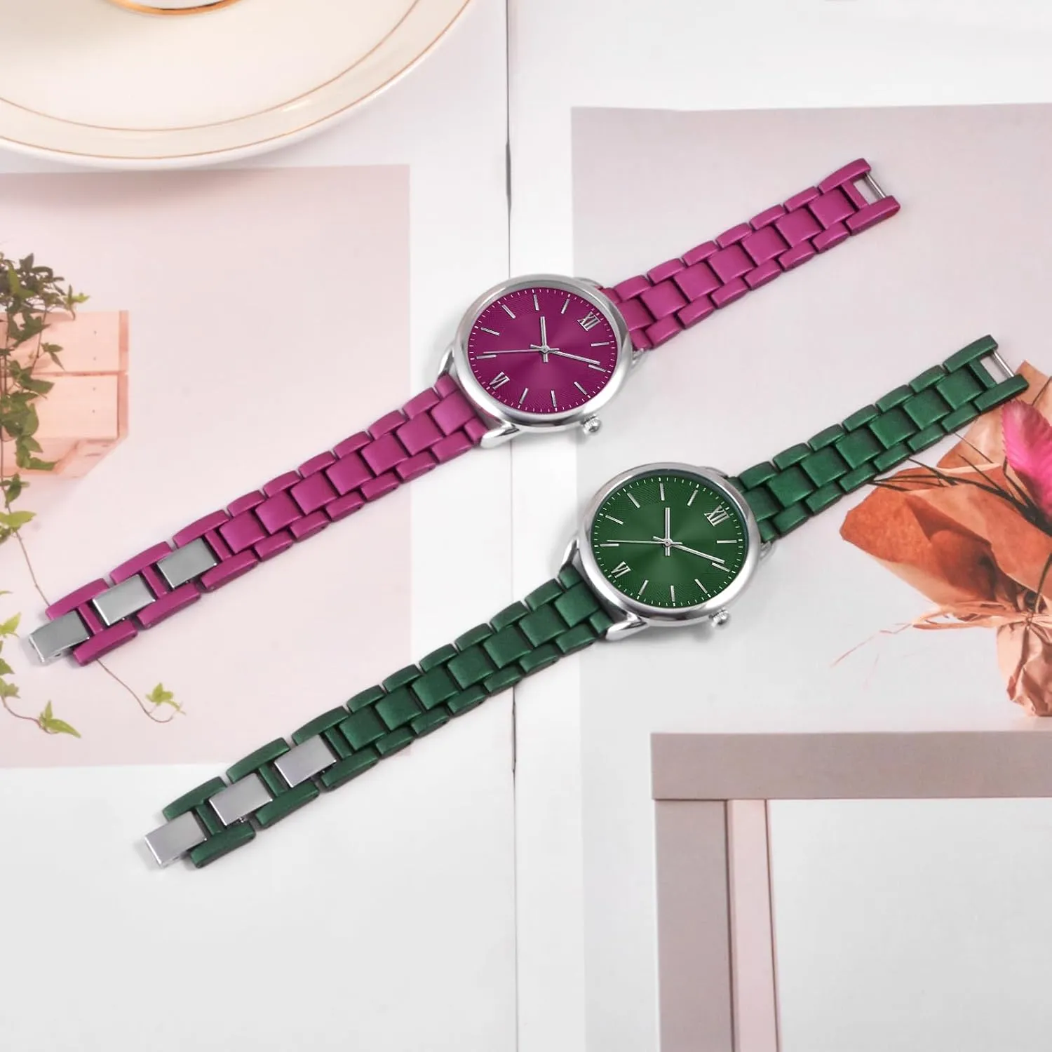 Women Watch Metal Bracelet Watch Roman Number Easy to Read Watch Waterproof Watch