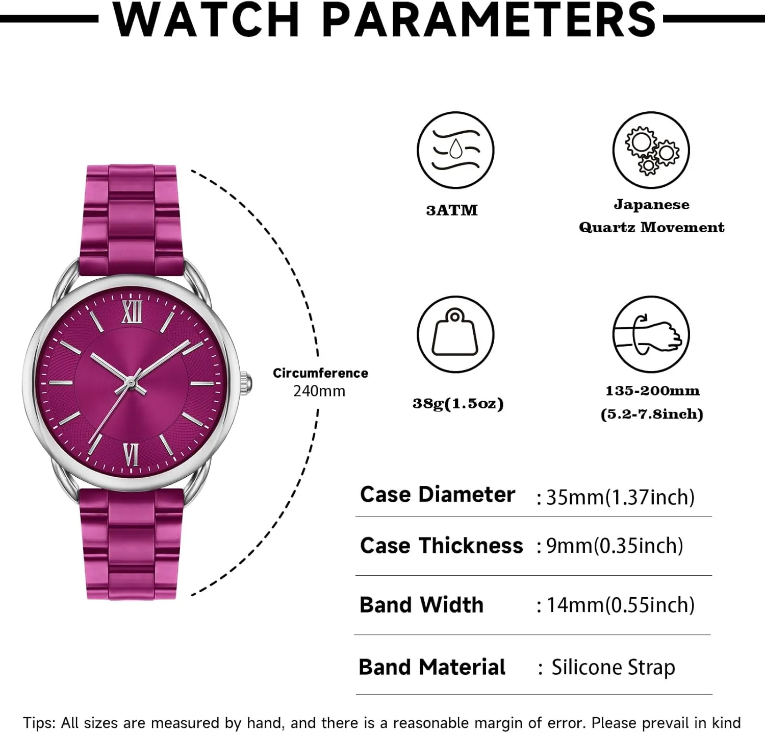 Women Watch Metal Bracelet Watch Roman Number Easy to Read Watch Waterproof Watch