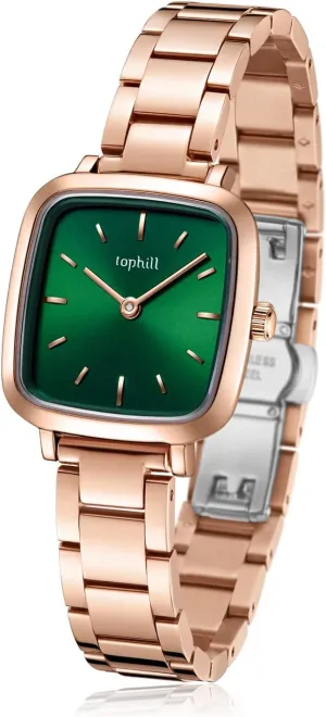 Women Watch, Stainless Steel Strap Square Watch Sapphire Mirror 30m Waterproof Women's Wristwatch Watches