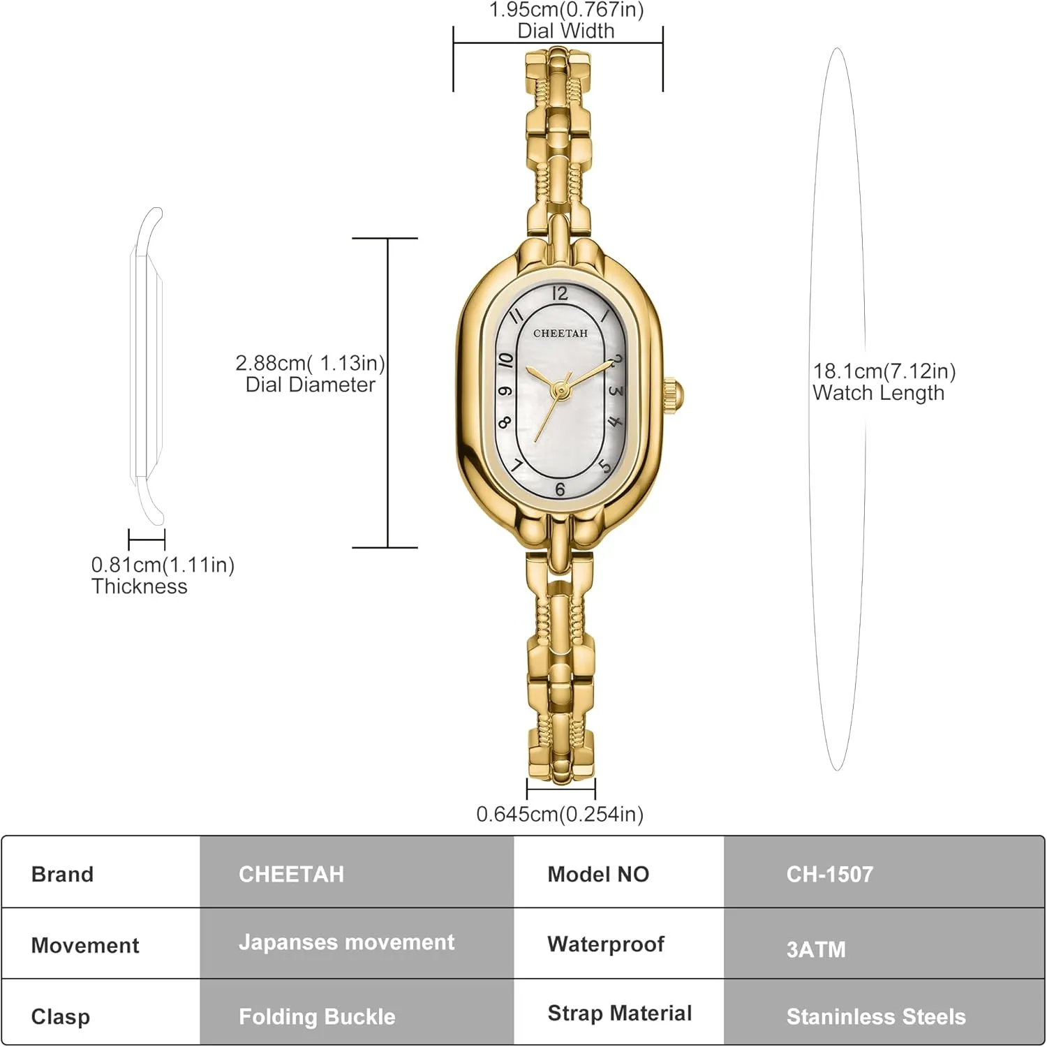 Women's Gold Bangle Watch Small Vintage Bracelet, Easy Read Numeral Dial Waterproof